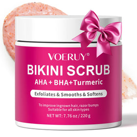 VOERUY Bikini Area Exfoliator 259g front view with packaging