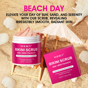 VOERUY Bikini Area Exfoliator 259g in a bathroom setting