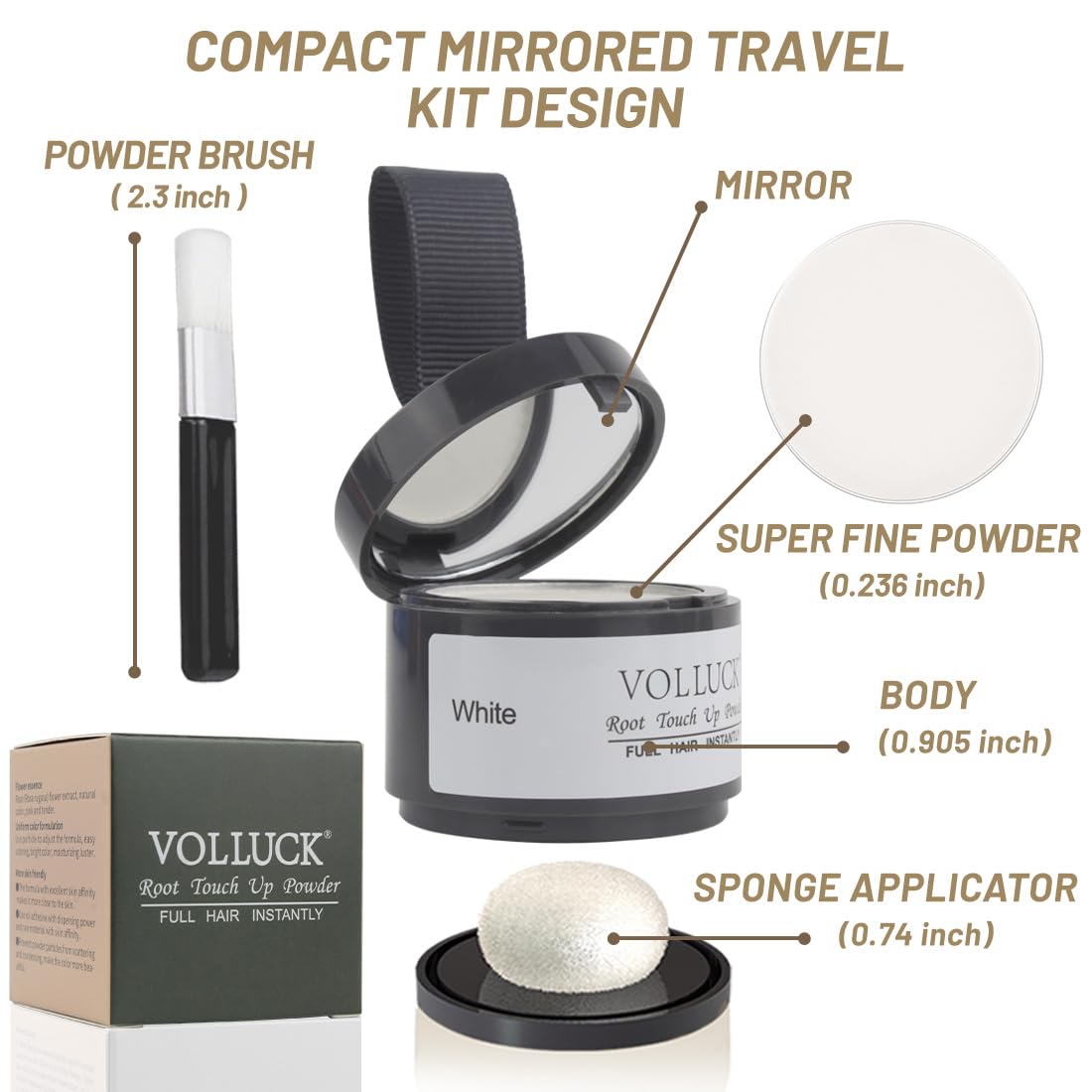 VOLLUCK Root Touch Up Powder application on hairline