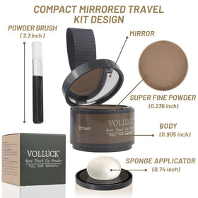 VOLLUCK Root Touch Up Powder Brown with applicator and mirror