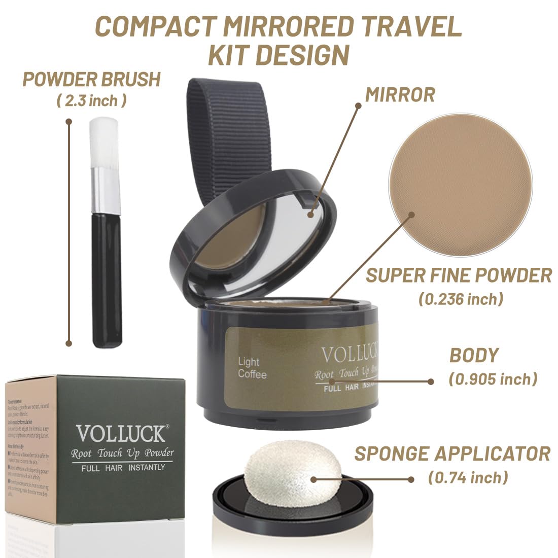 VOLLUCK Root Touch Up Powder compact with mirror