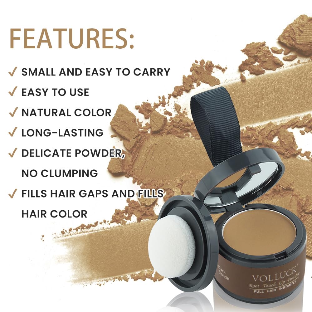 VOLLUCK Root Touch Up Powder Dark Blonde in travel bag