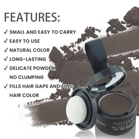 VOLLUCK Root Touch Up Powder Dark Brown in travel bag