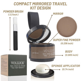 VOLLUCK Root Touch Up Powder Light Brown in travel bag