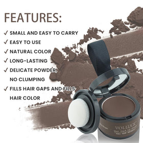 VOLLUCK Root Touch Up Powder Medium Brown in travel bag