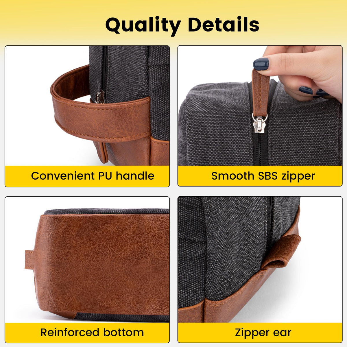 Vorspack Canvas Toiletry Bag side view demonstrating size