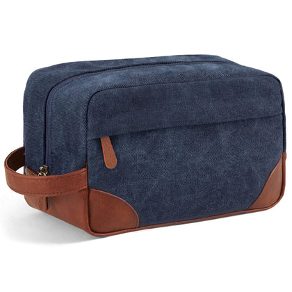 Vorspack Canvas Travel Toiletry Bag front view in navy blue