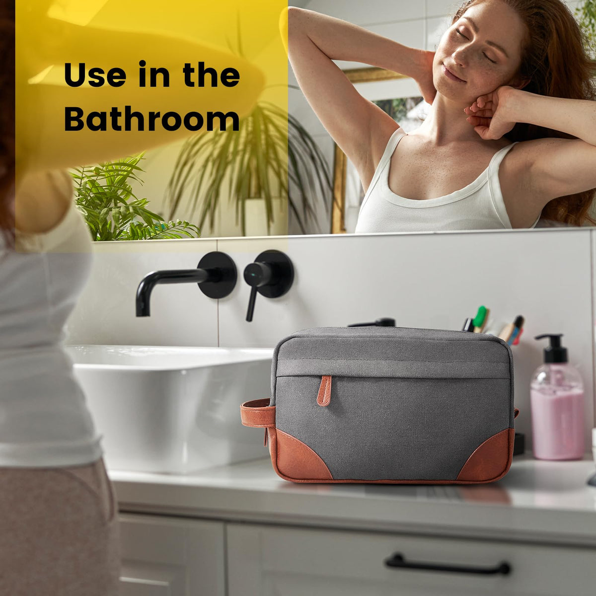 Vorspack Canvas Travel Toiletry Bag in light grey side view