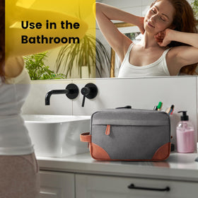 Vorspack Canvas Travel Toiletry Bag in light grey side view