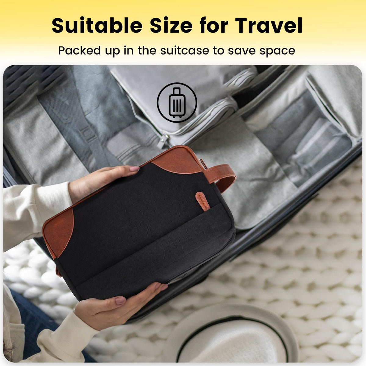 Vorspack Canvas Travel Toiletry Bag in use on a travel counter