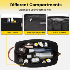 Vorspack Canvas Travel Toiletry Bag with leather handle