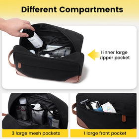 Vorspack Canvas Travel Toiletry Bag with leather handle close-up