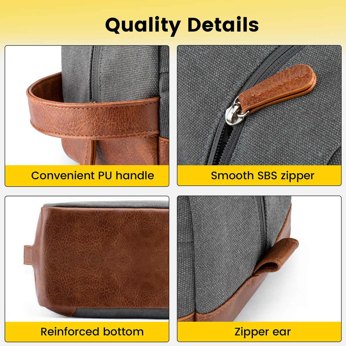 Vorspack toiletry bag with leather handle for easy carrying