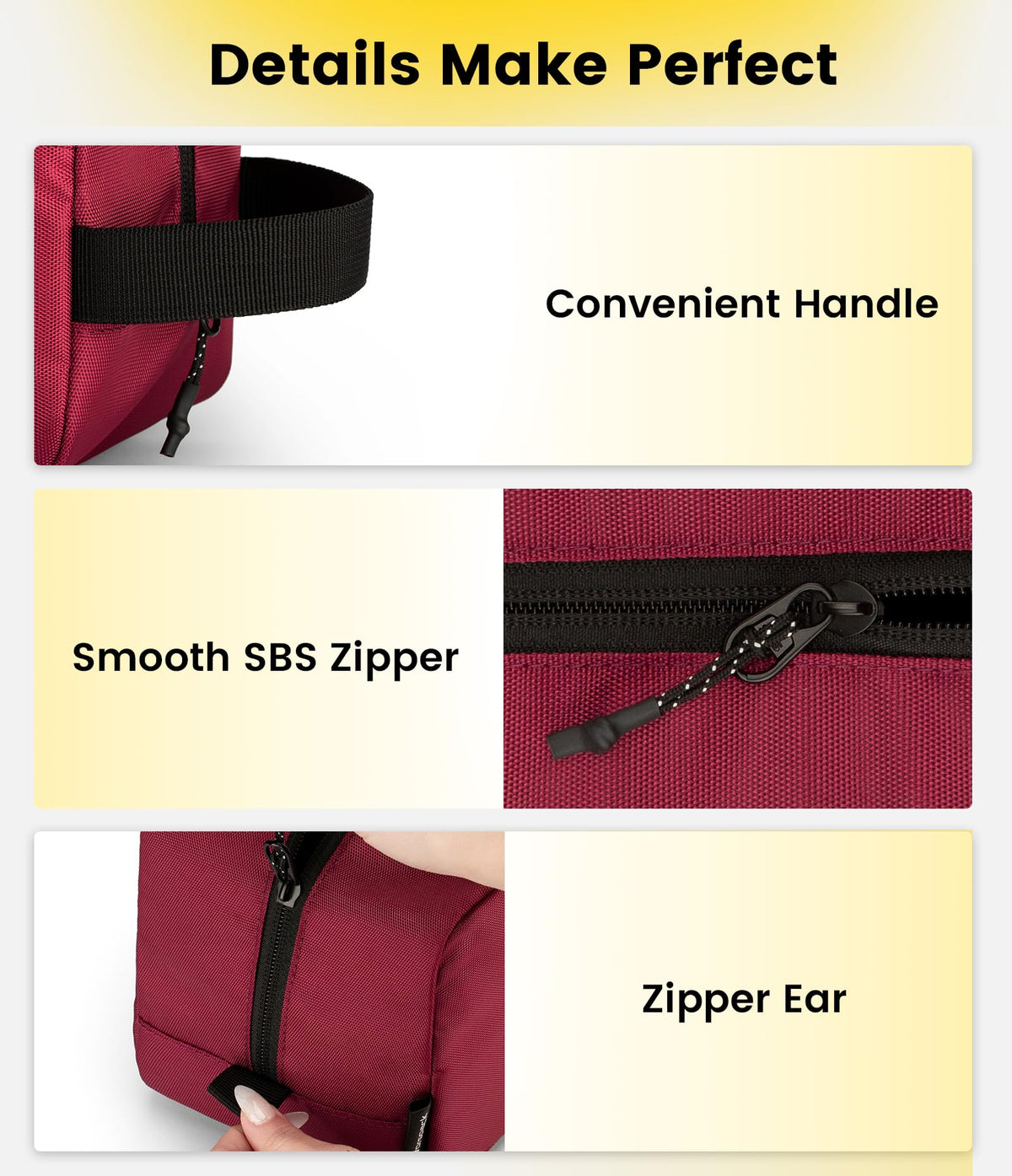 Vorspack Travel Toiletry Bag maroon showing interior compartments