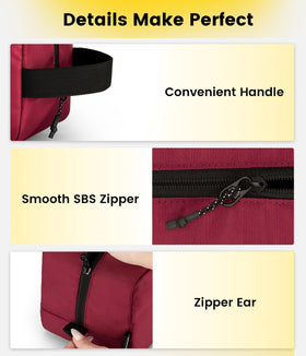 Vorspack Travel Toiletry Bag maroon showing interior compartments