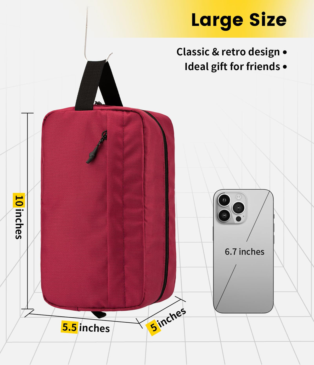 Vorspack Travel Toiletry Bag maroon side view