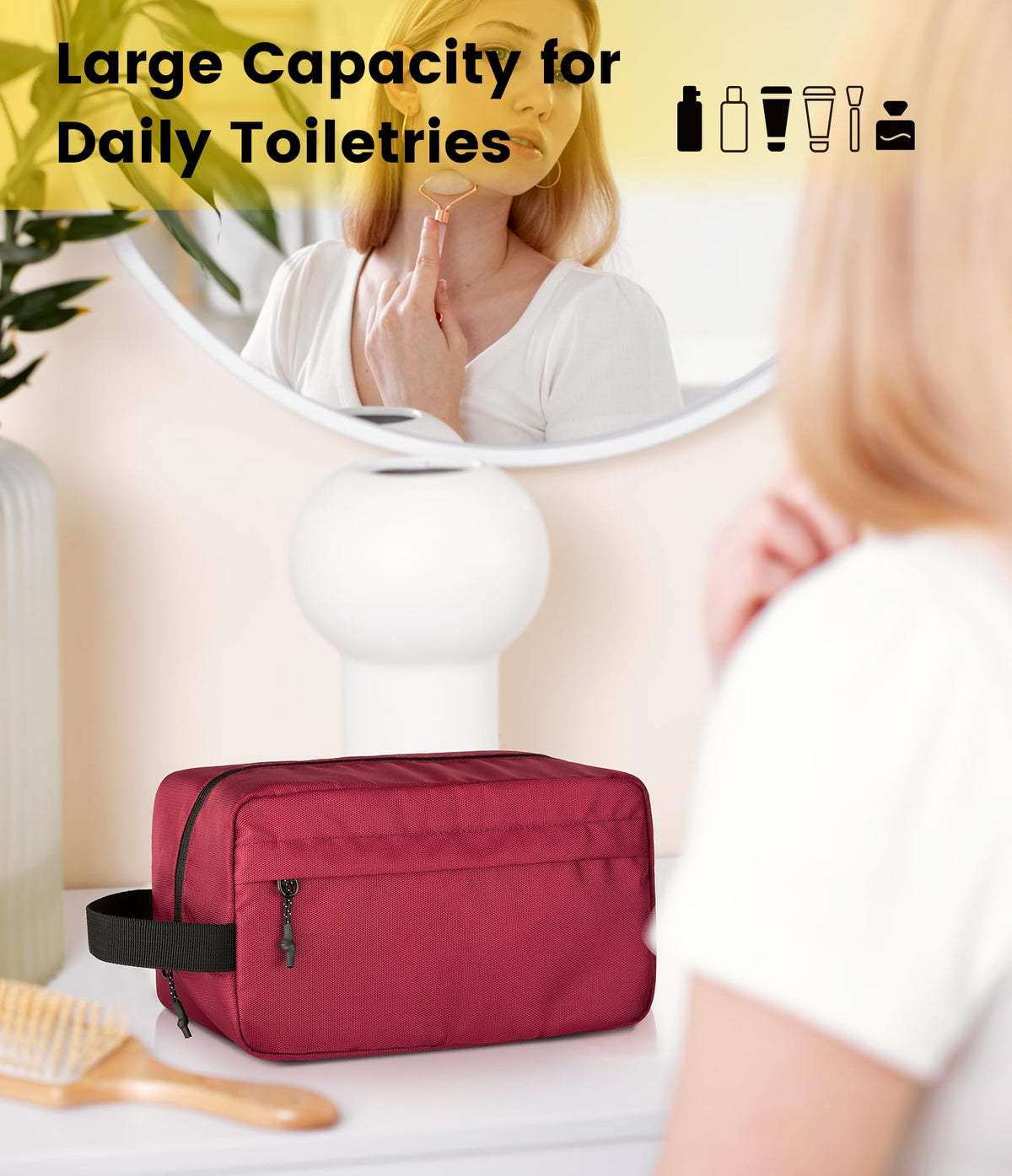 Vorspack Travel Toiletry Bag maroon zipped up