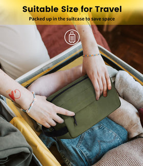 Vorspack Travel Toiletry Bag packed in a suitcase