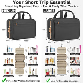 Voyree Toiletry Bag packed with skincare and makeup products