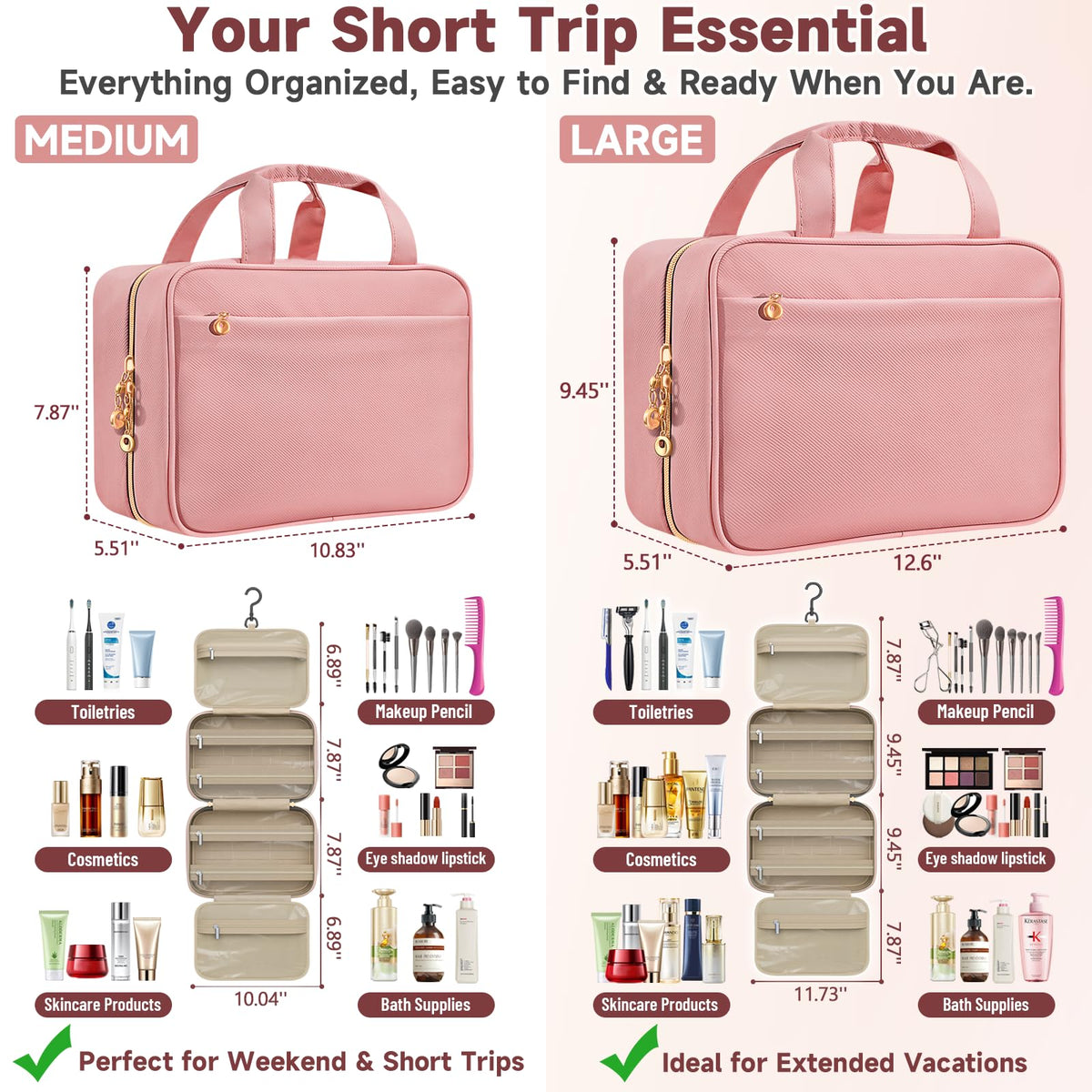 Voyree Travel Toiletry Bag hanging on a bathroom hook
