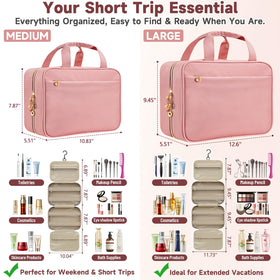 Voyree Travel Toiletry Bag hanging on a bathroom hook