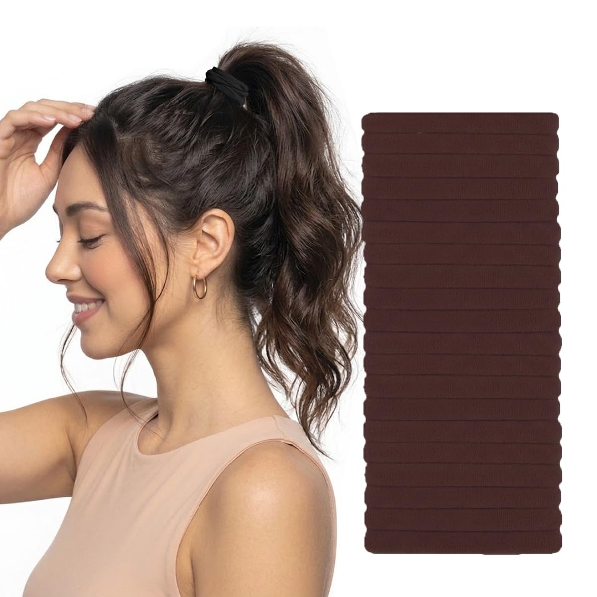 Vrose Flosi 20pcs hair ties in natural brown colour