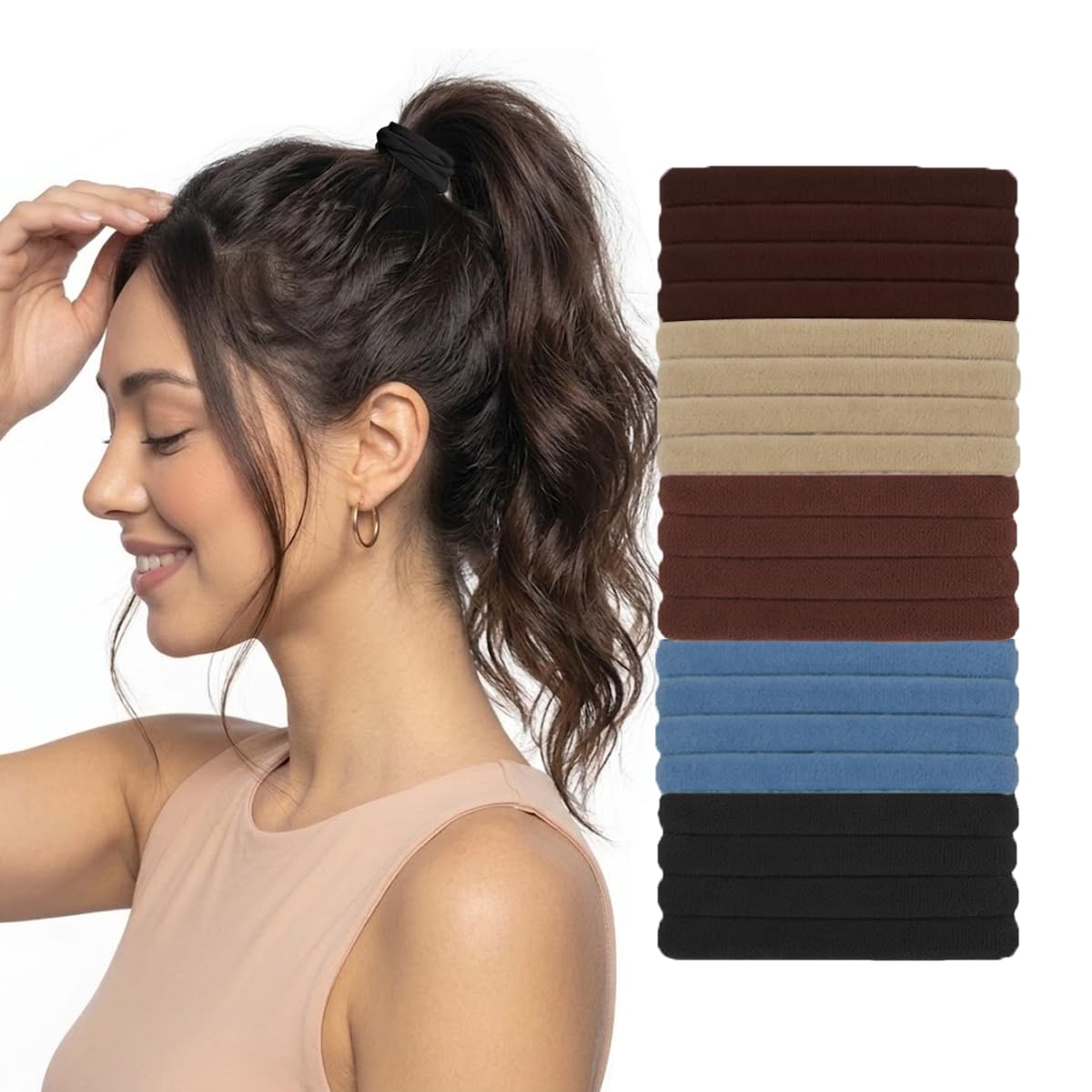 Vrose Flosi High Stretch Hair Ties in deep black color