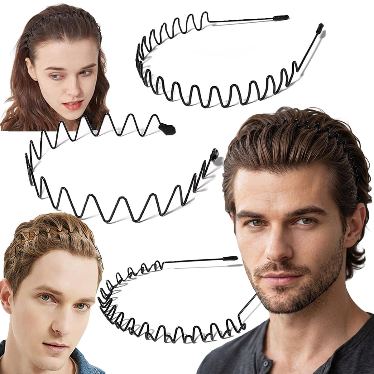 Vrose Flosi Metal Zig Zag Headband front view in black