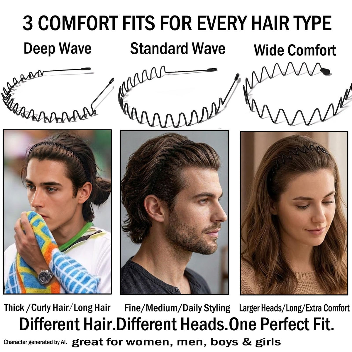 Vrose Flosi Metal Zig Zag Headband Smooth Tooth style for fine hair