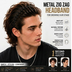 Vrose Flosi Metal Zig Zag Headband Wide Design for comfort