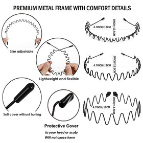 Vrose Flosi Metal Zig Zag Headbands packaging and product display