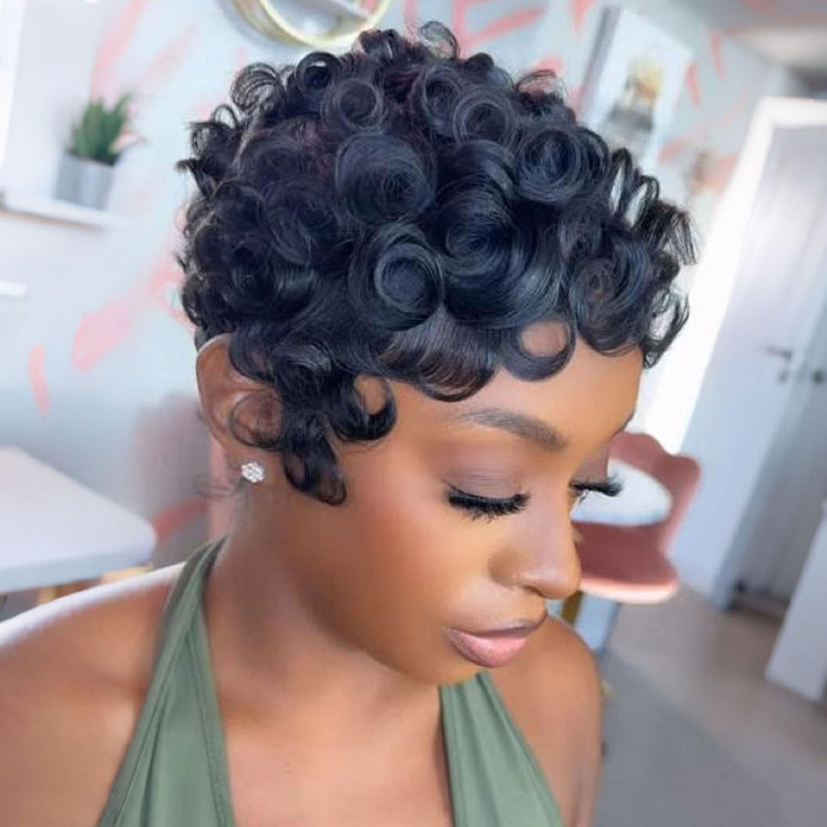 VRZ Pixie Cut Wig side view showing layered design