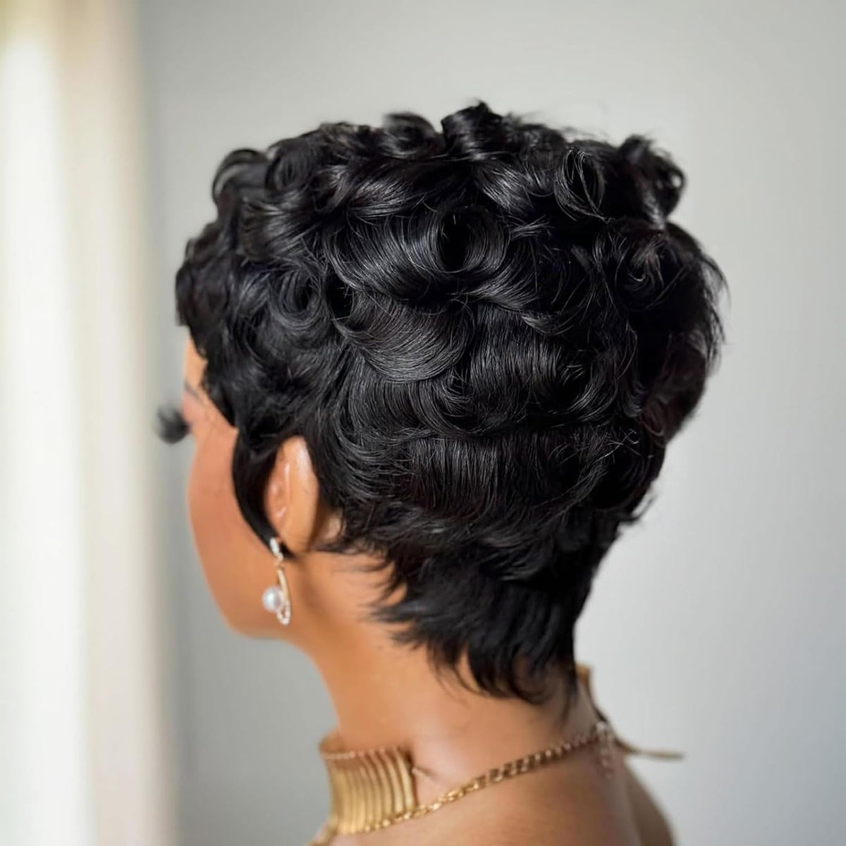 VRZ Pixie Cut Wig styled for a party setting