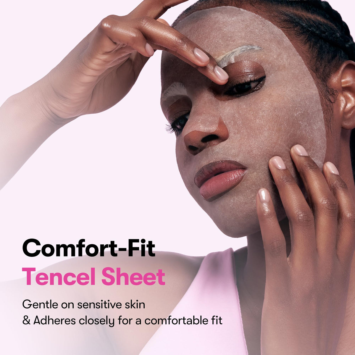 VT COSMETICS CICA Collagen Daily Mask sheet mask on model's face