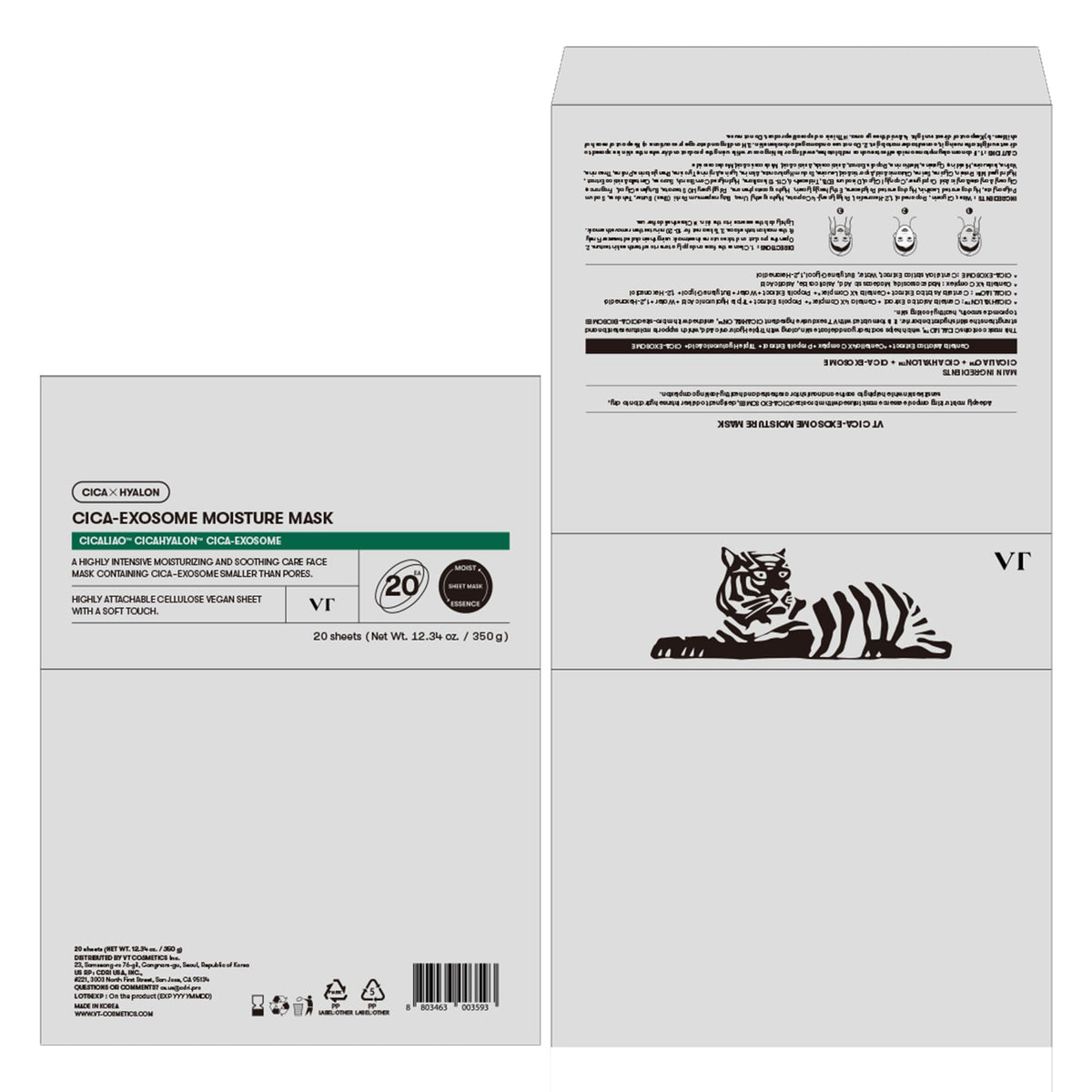 VT COSMETICS Cica-Exosome Moisture Mask on a bathroom counter