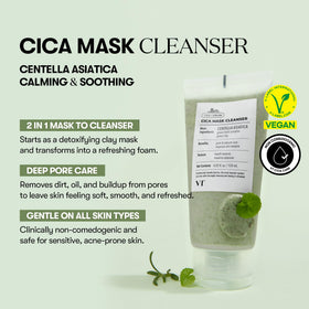 VT COSMETICS CICA Mask Cleanser back view with ingredient list