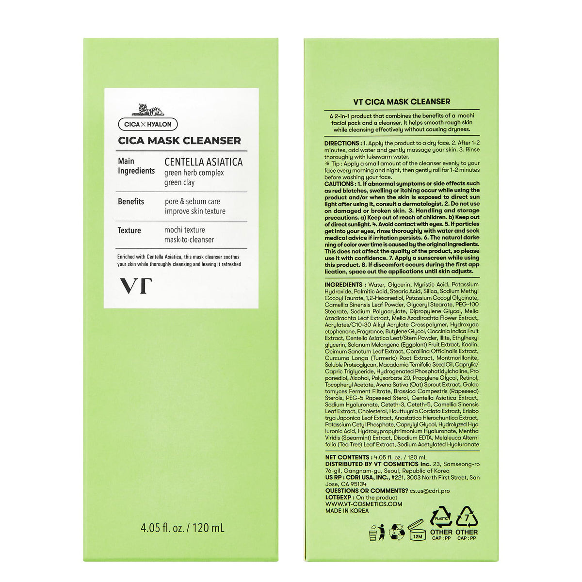VT COSMETICS CICA Mask Cleanser showing the clay mask effect