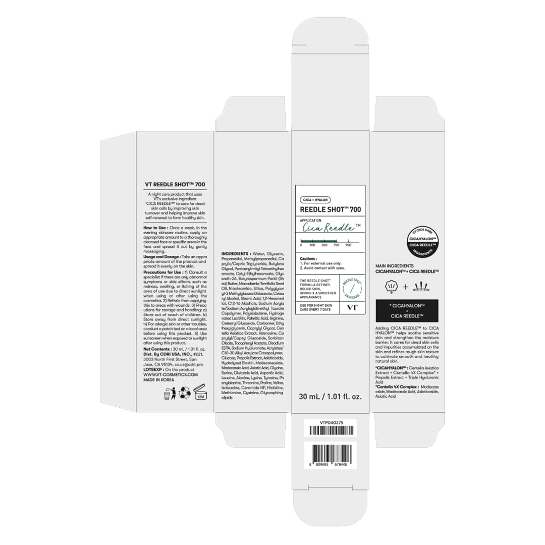 VT COSMETICS CICA Reedle Shot 700 Microneedling Serum with skincare routine