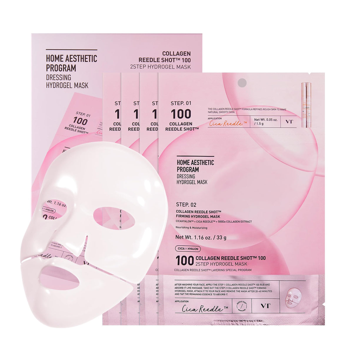 VT COSMETICS Collagen Reedle Shot Hydrogel Mask front view