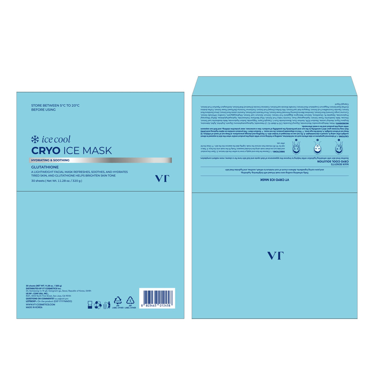 VT COSMETICS Cryo Ice Cool Mask box with 30 sheets