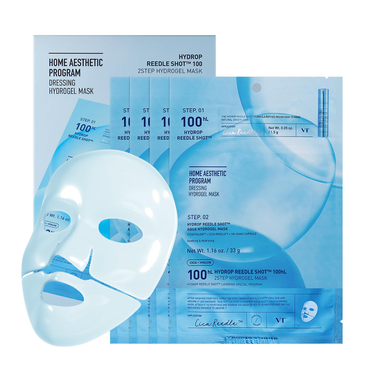 VT COSMETICS Hydrop Reedle Shot Hydrogel Mask front view