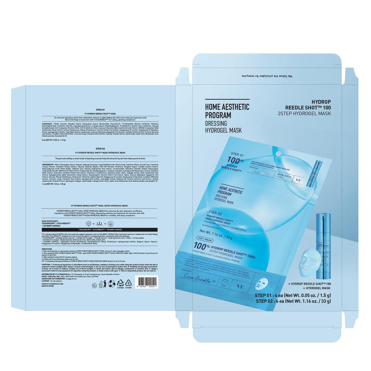 VT COSMETICS Hydrop Reedle Shot Hydrogel Mask with ampoule
