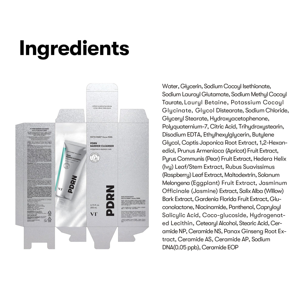 VT COSMETICS PDRN Barrier Cleanser 6.76 fl. oz size comparison