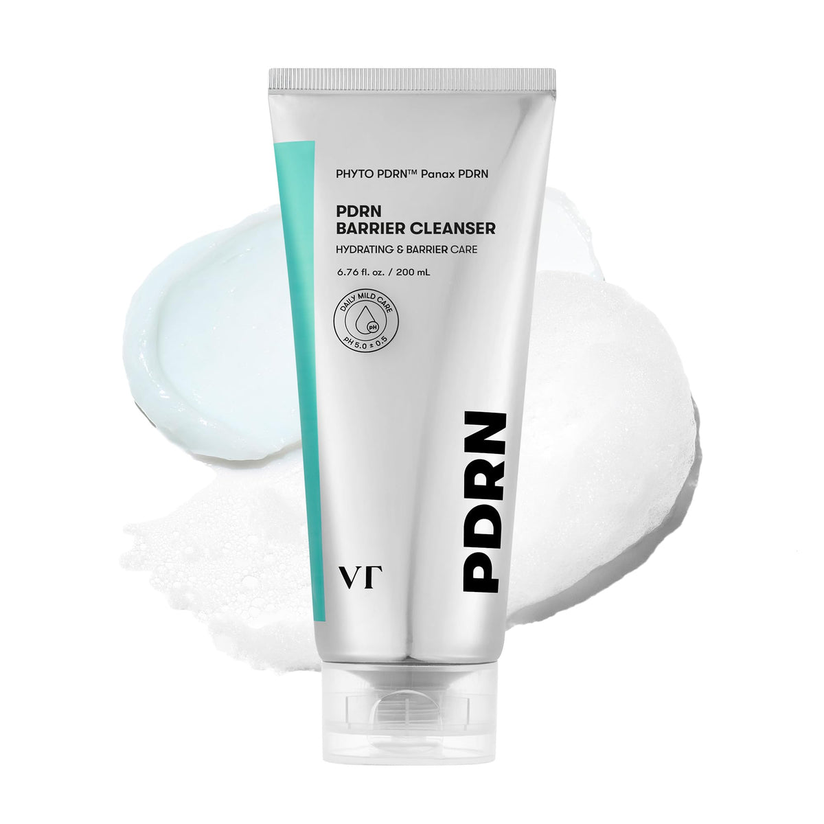 VT COSMETICS PDRN Barrier Cleanser front view with creamy micro-foam