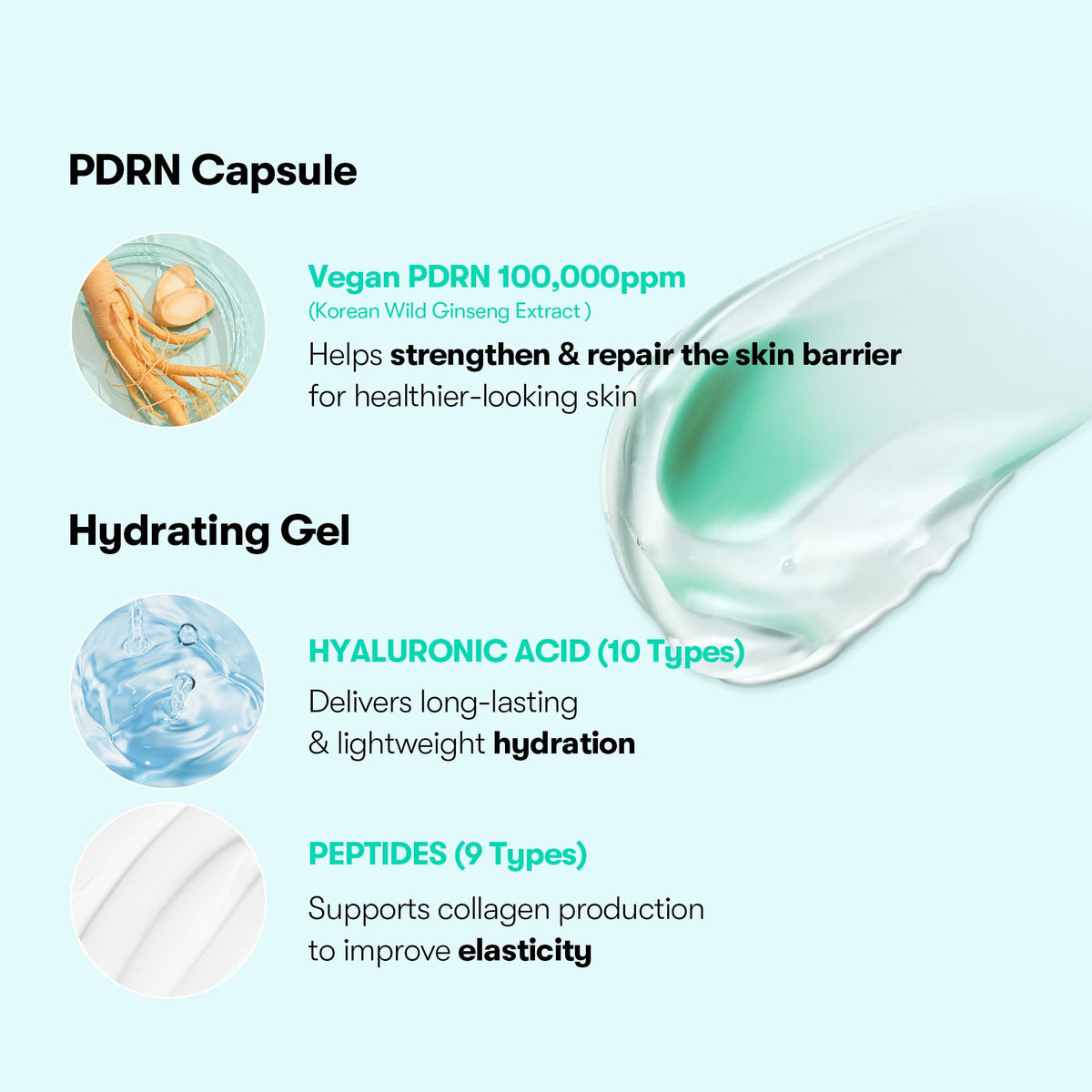 VT COSMETICS PDRN Capsule Cream 100 with ingredients displayed