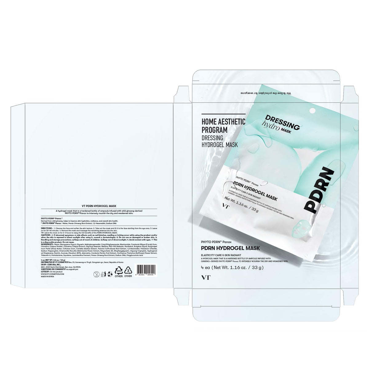 VT COSMETICS PDRN Hydrogel Mask displayed with other skincare products