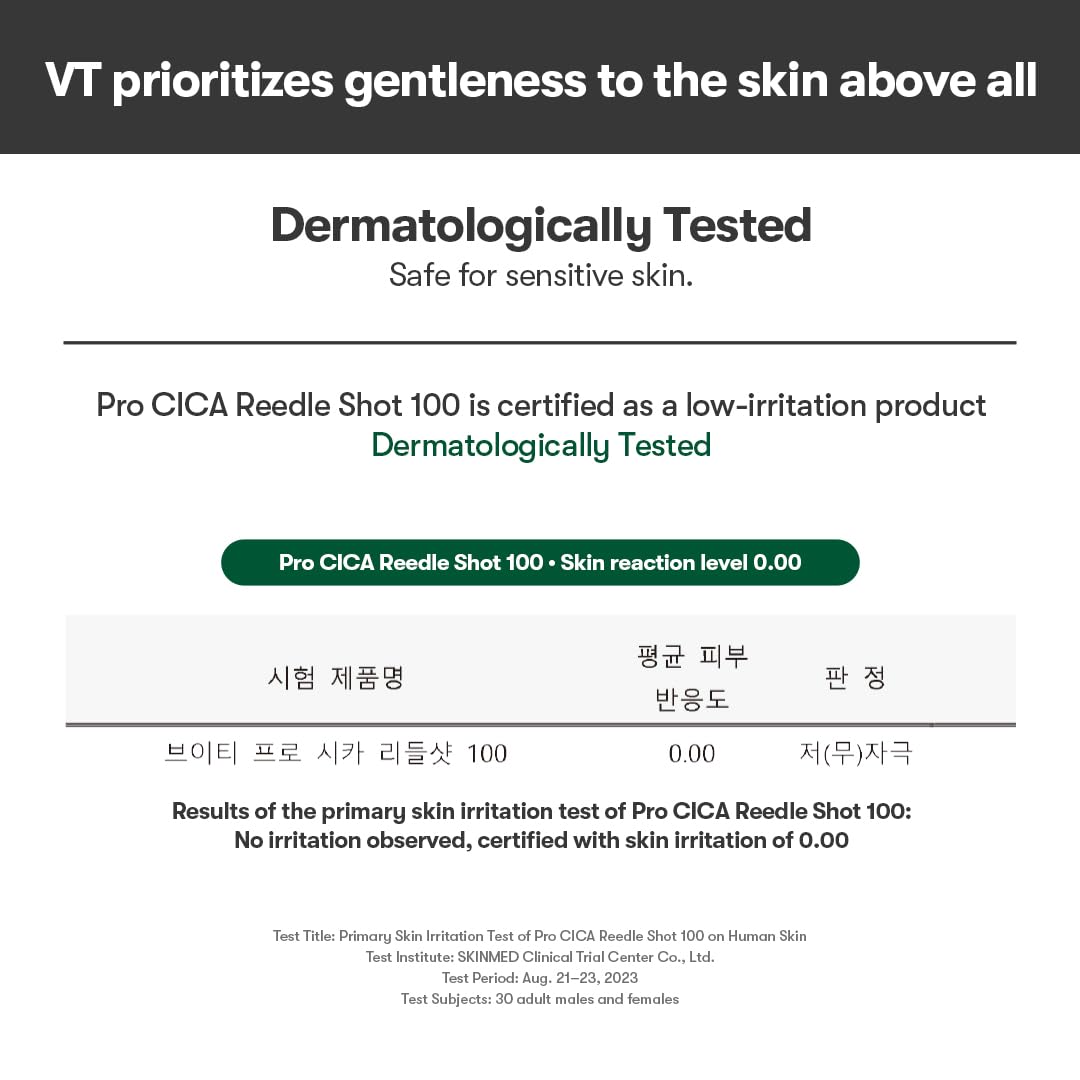 VT COSMETICS Pro Cica Reedle Shot 100 Serum on a vanity