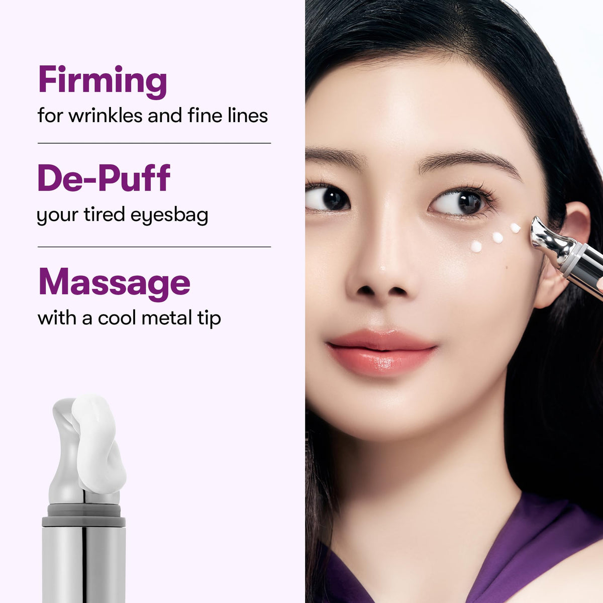 VT COSMETICS Reedle Shot Firming Eye Cream texture on fingertip