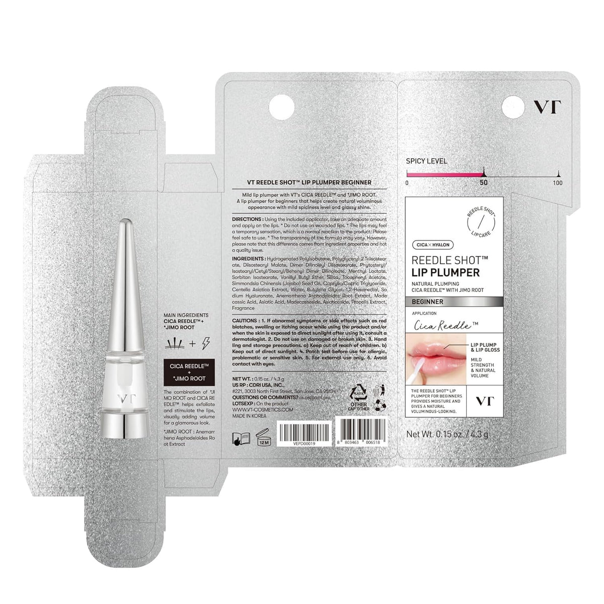VT COSMETICS Reedle Shot Lip Plumper 20g ingredients list