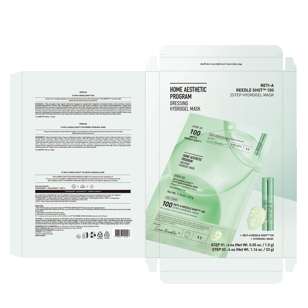 VT COSMETICS Reti-A Hydrogel Mask displayed with skincare products